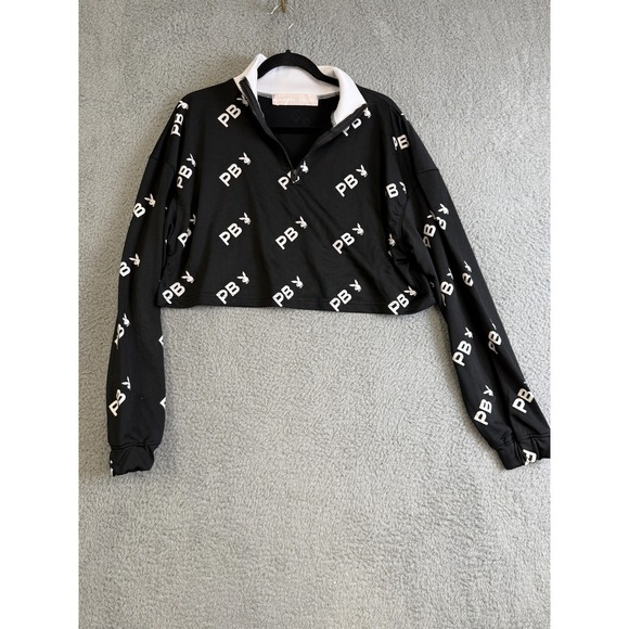 Playboy x Missguided Tops - Playboy‎ Missguided Pullover Womens 6 Crop Top Quarter Zip Long Sleeve Sweater